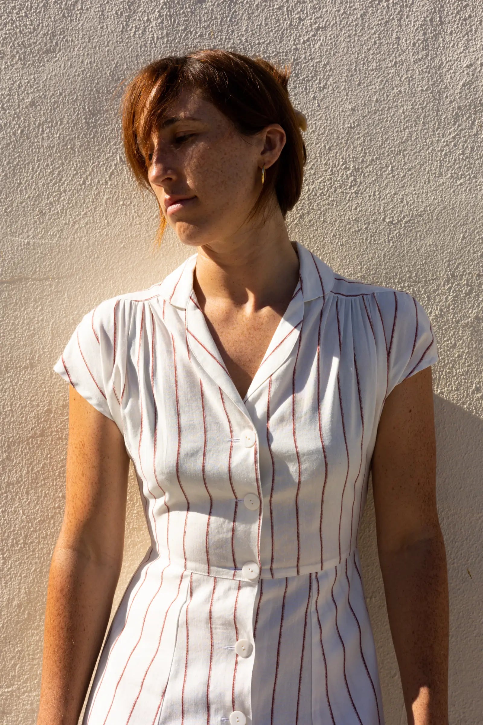 Every Day Dress | White Terracotta Stripe