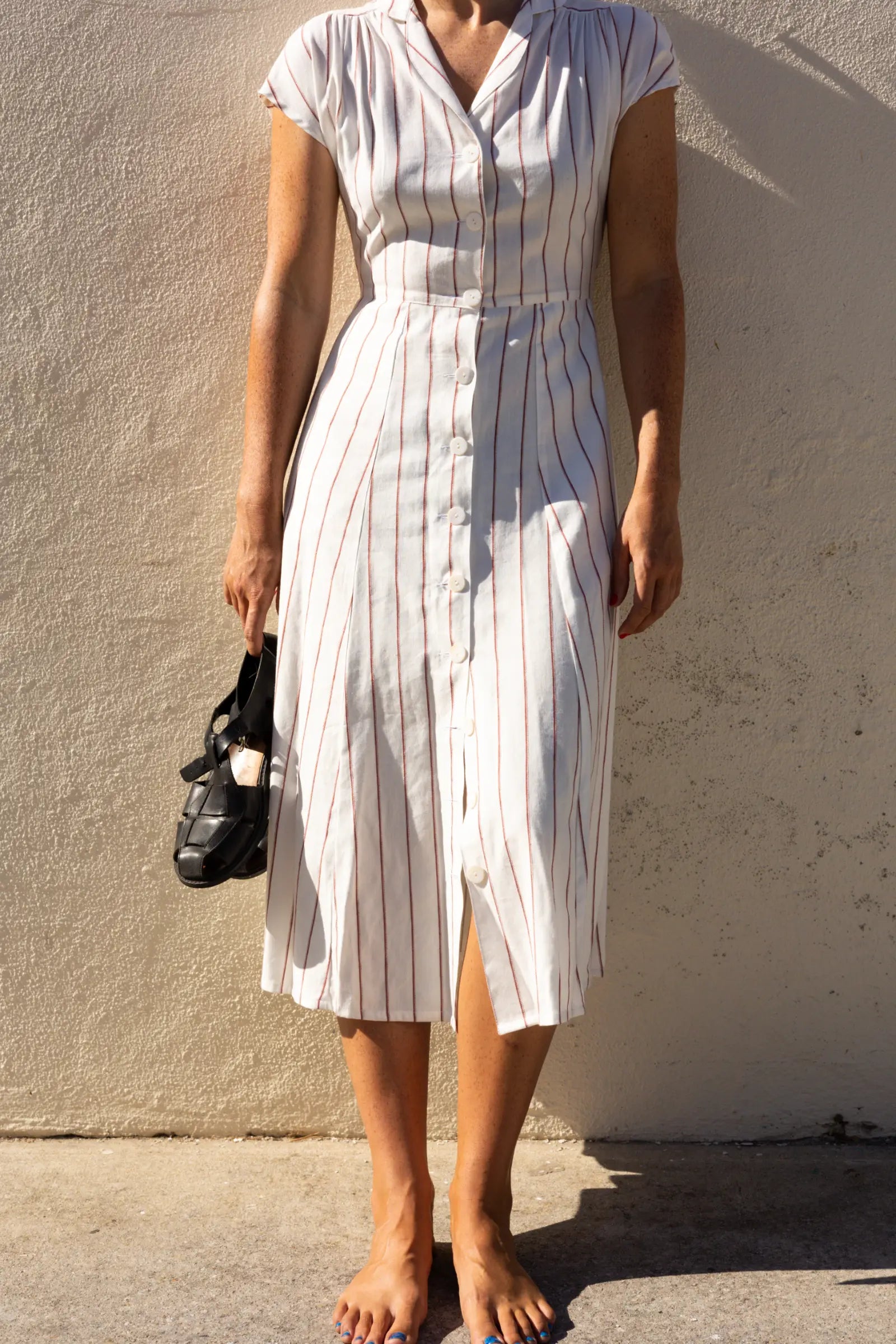 Every Day Dress | White Terracotta Stripe