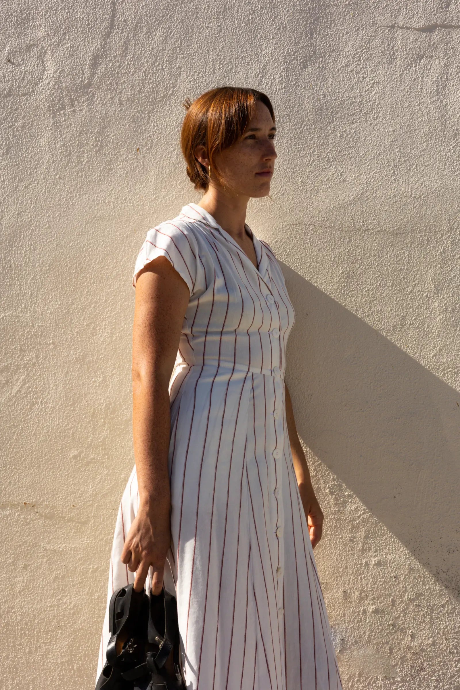 Every Day Dress | White Terracotta Stripe