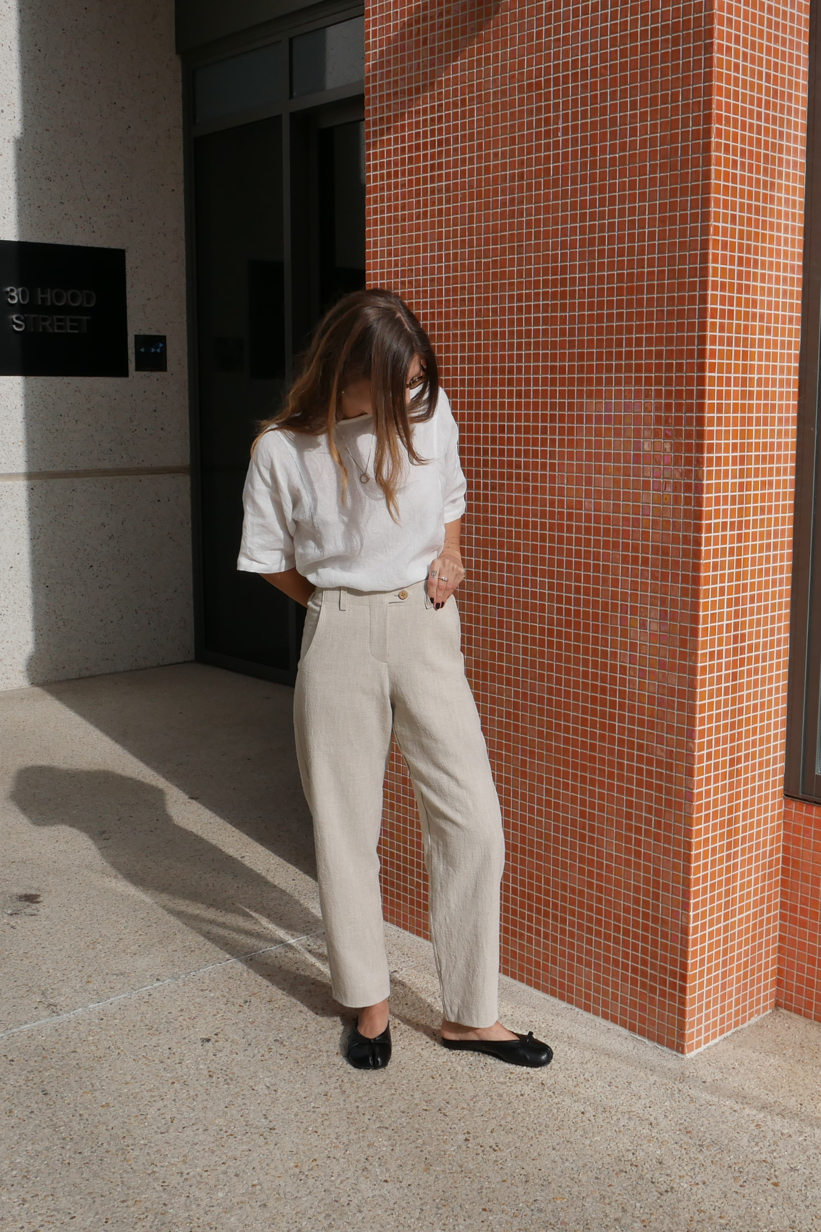Linen Barrel Leg Pant | Oatmeal