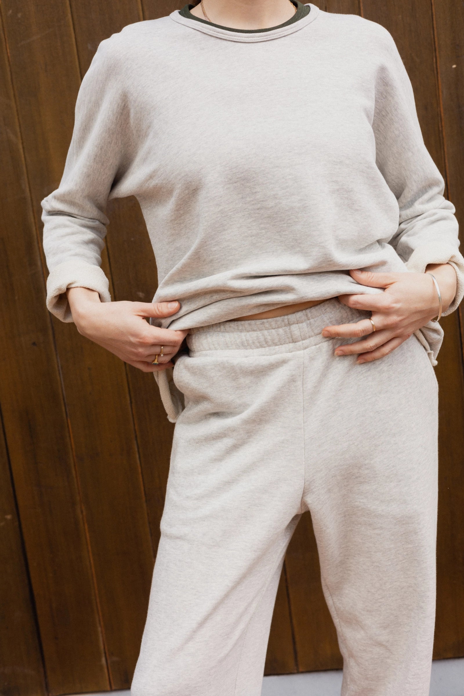 Organic Cotton Fleece Track Pant | Grey Marl