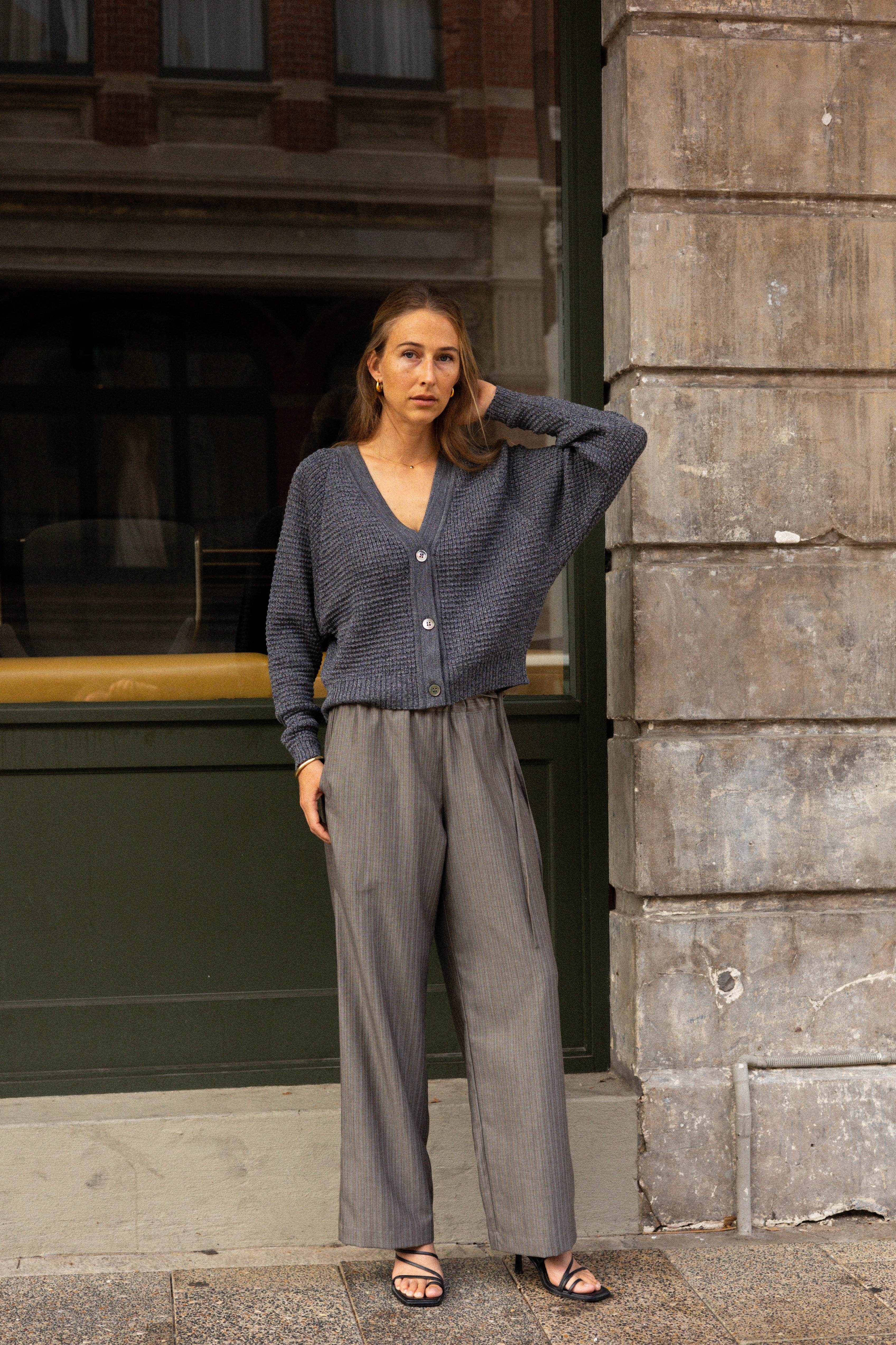 Side Tie Pant | Grey Stripe