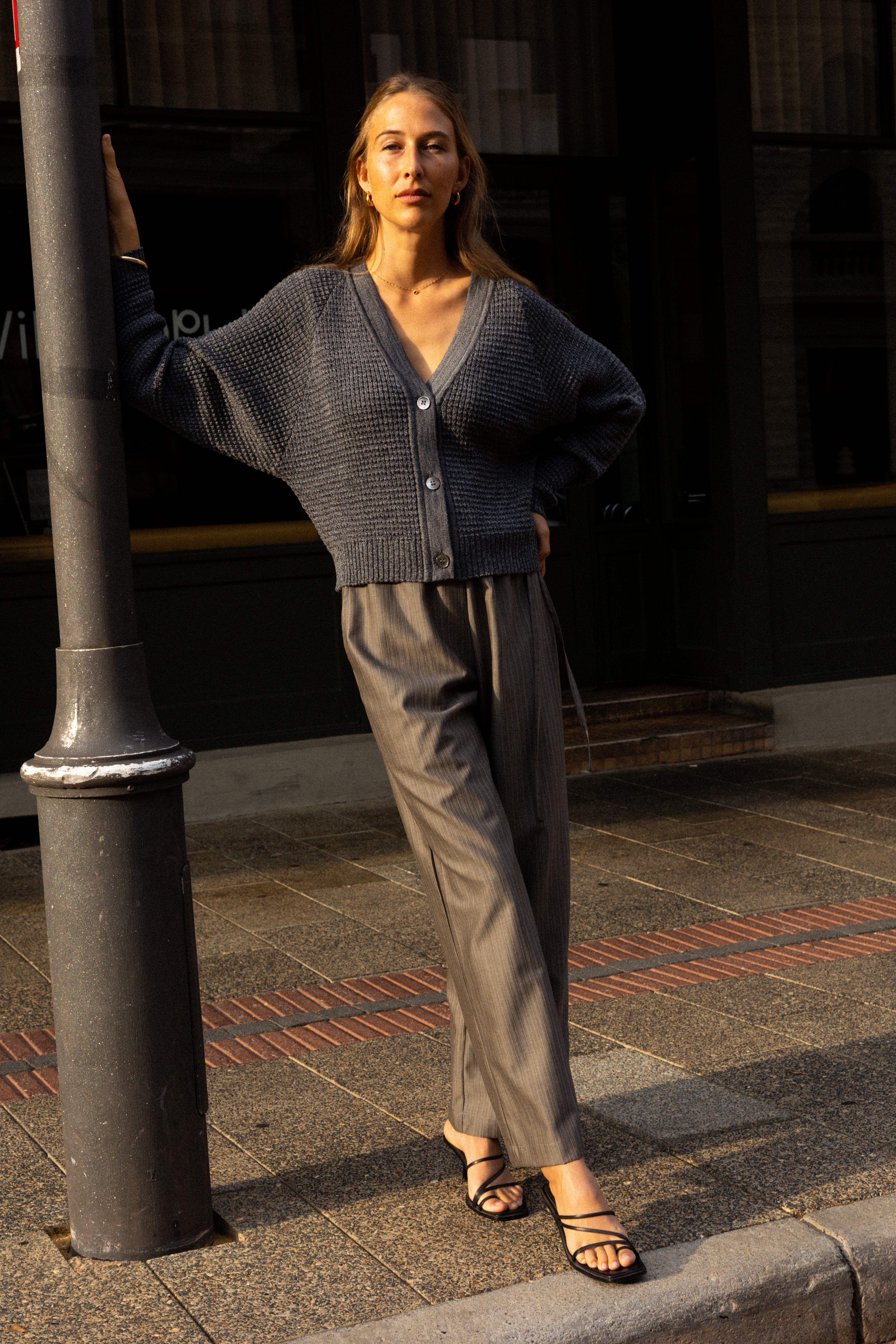 Merino Cardigan Knit | Speckled Grey