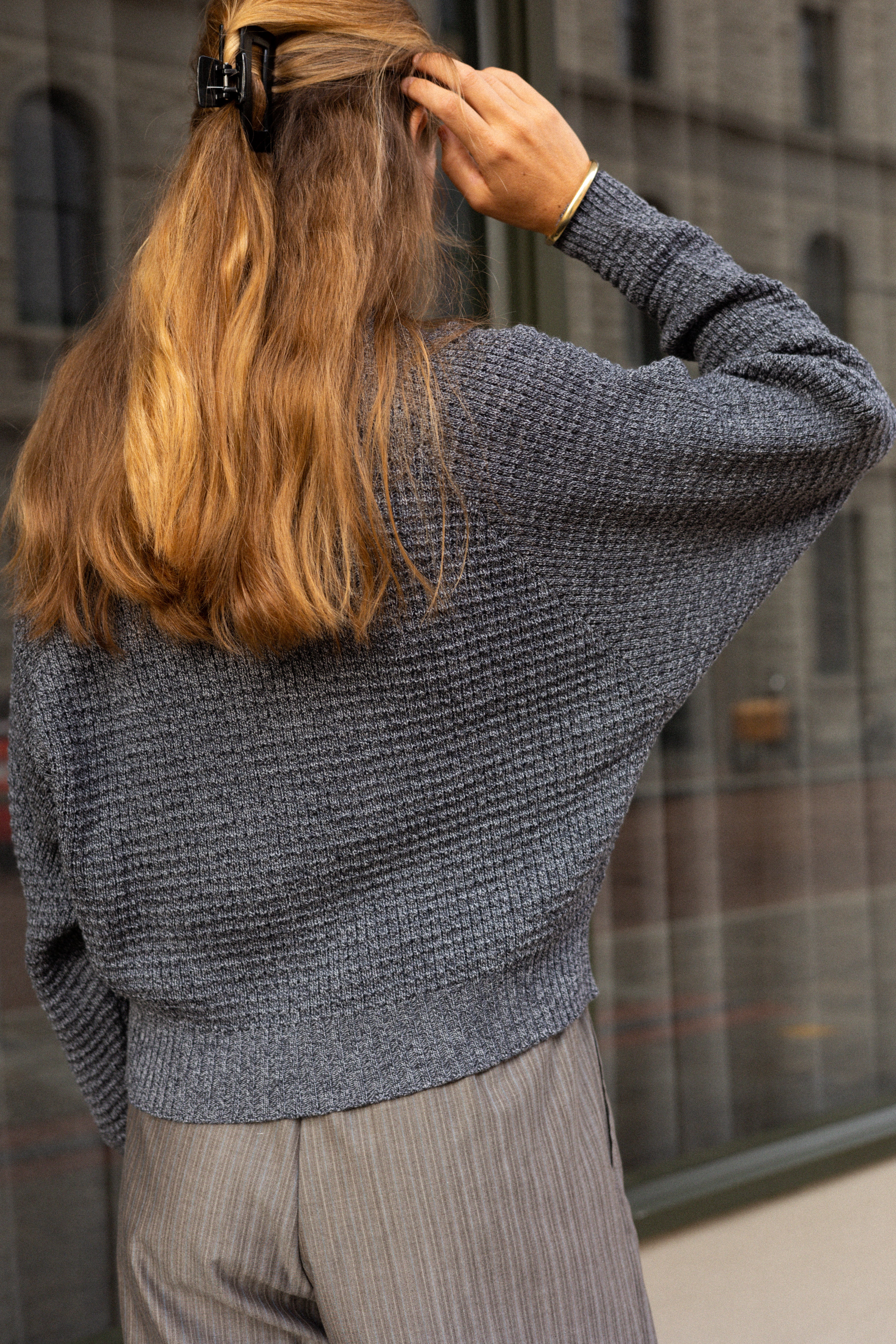 Merino Cardigan Knit | Speckled Grey