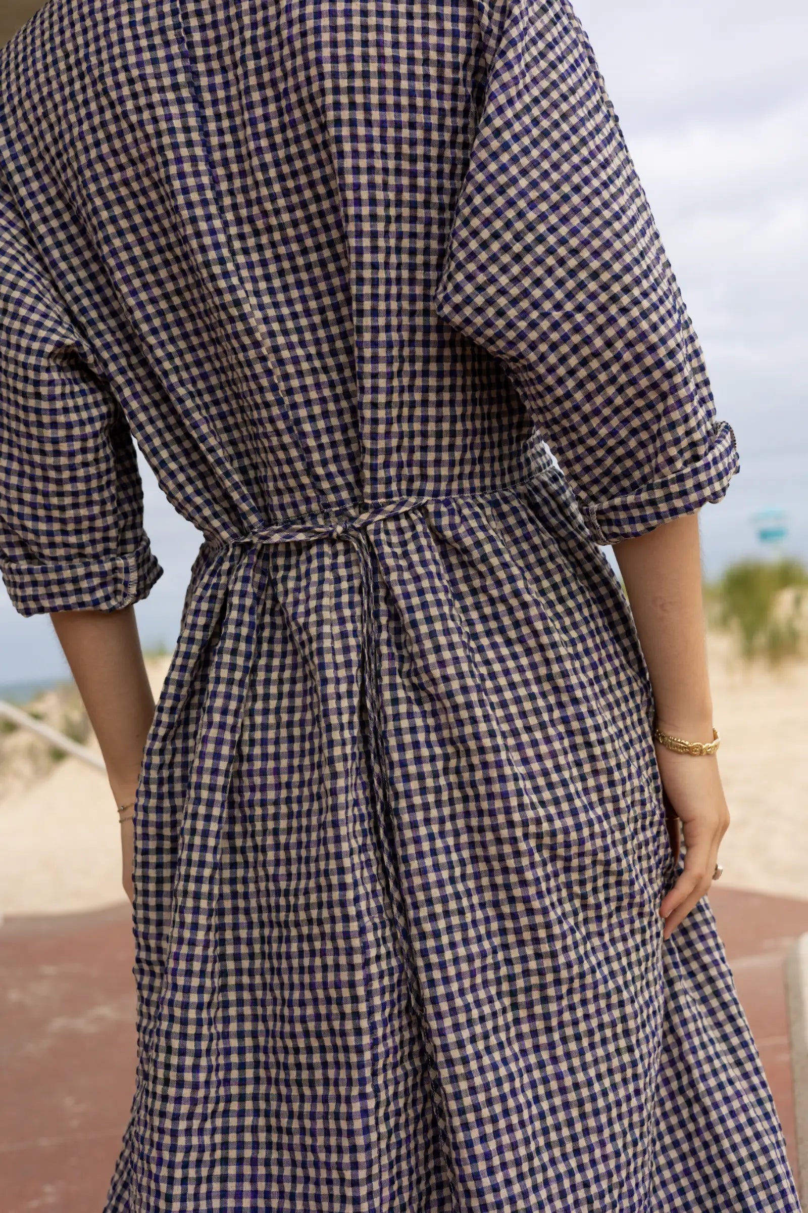 Gather Dress | Royal Blue Gingham