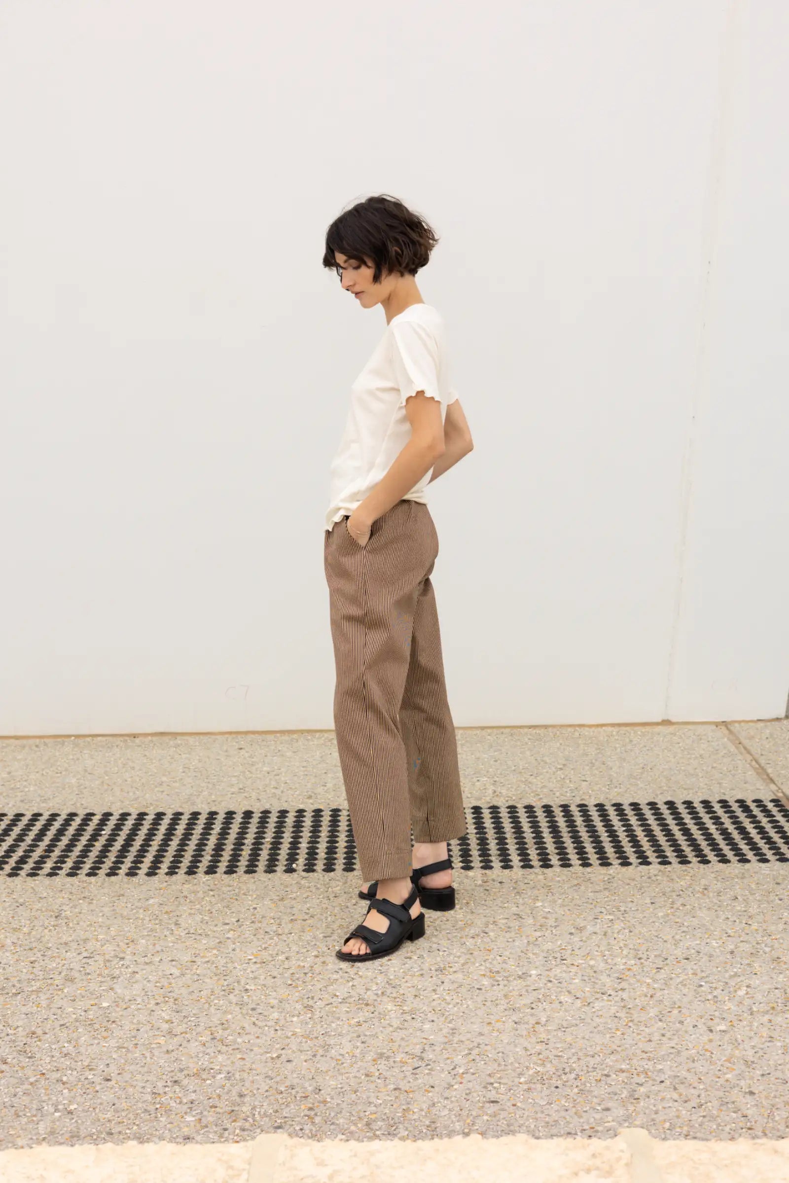 Raised Trouser | Pencil Stripe Denim