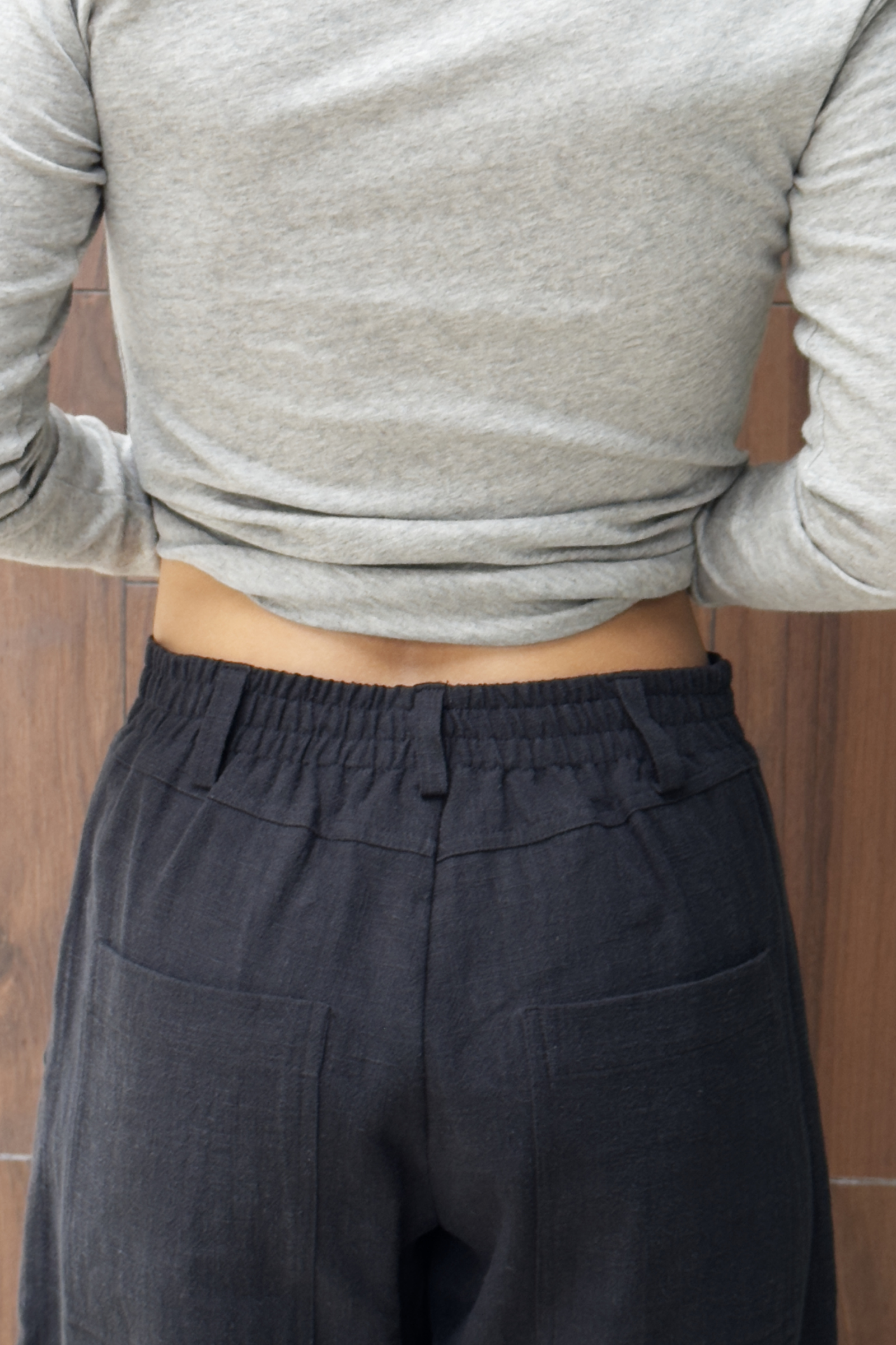 Linen Barrel Leg Pant | Black