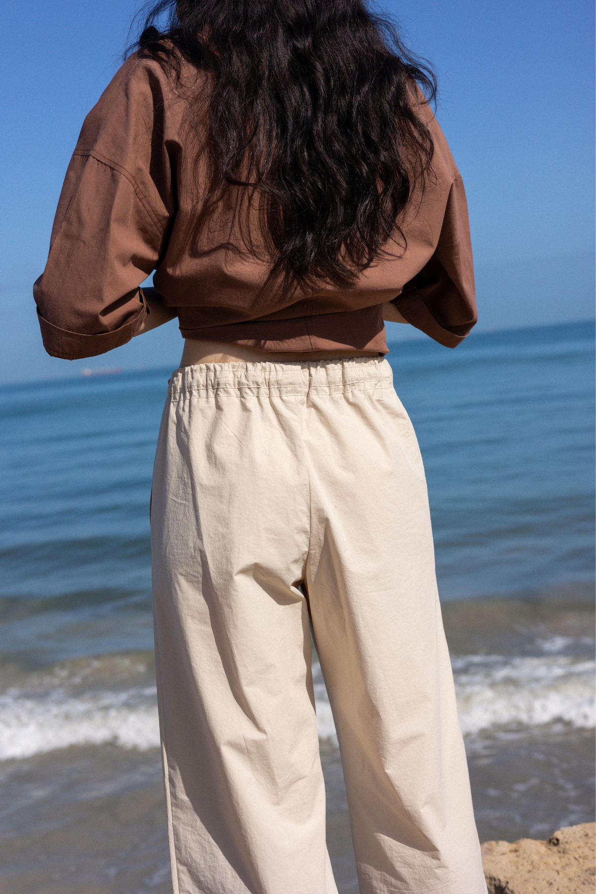 Side Tie Pant | Sand Cotton
