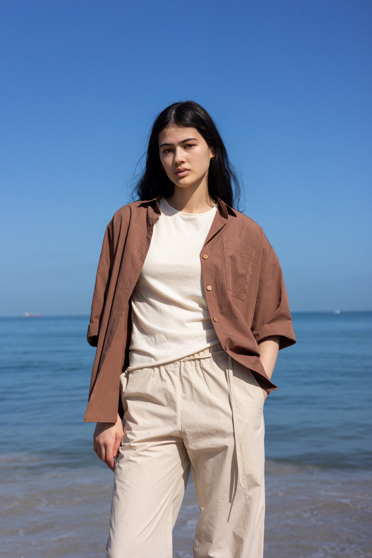 Side Tie Pant | Sand Cotton