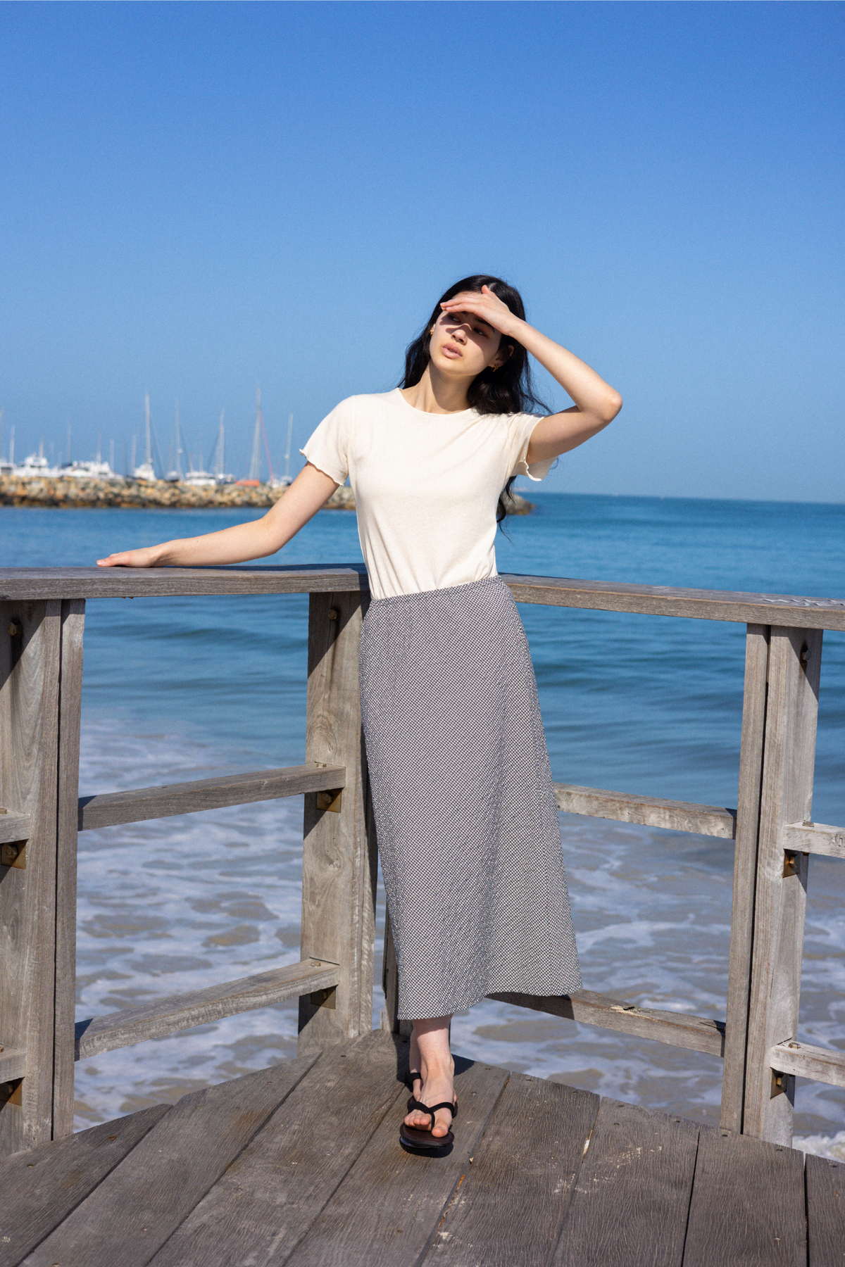 A-Line Bias Skirt | Black and White Check