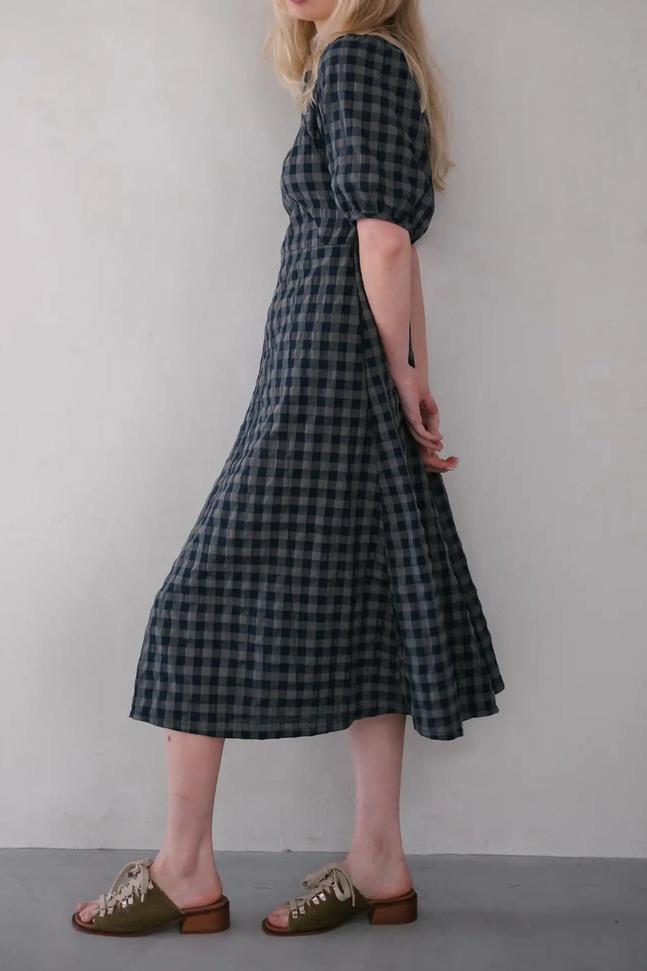 Gingham Seersucker A-Line Dress