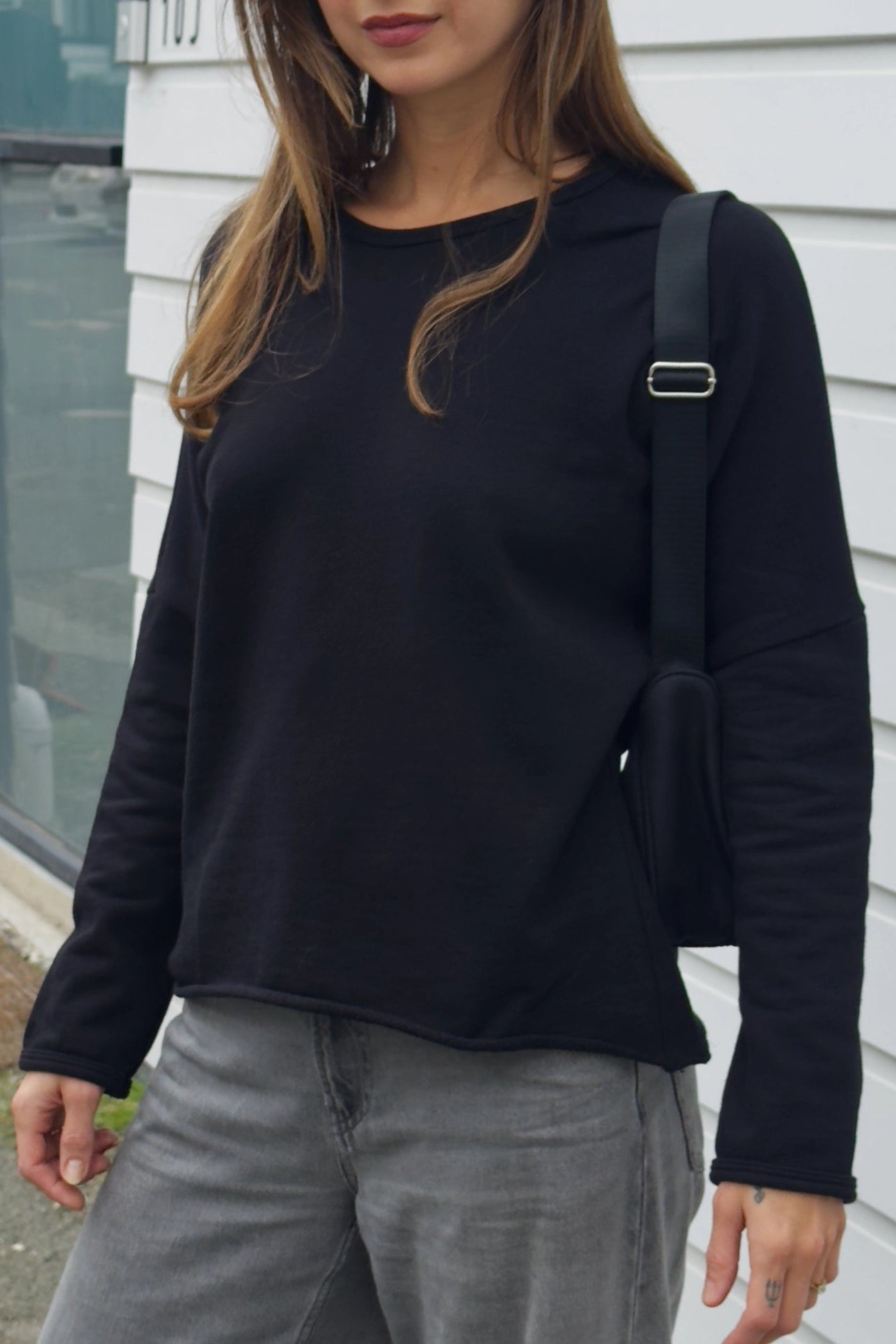 Organic Cotton Fleece Sweatshirt | Black