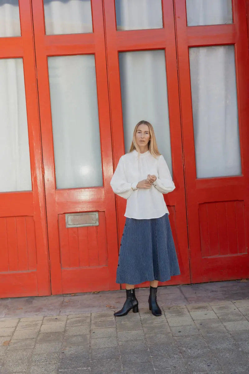 Blue and White Stripe Skirt