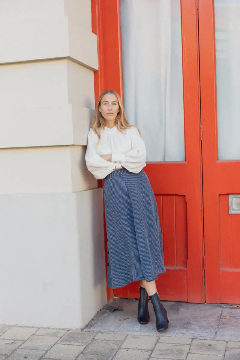 Blue and White Stripe Skirt