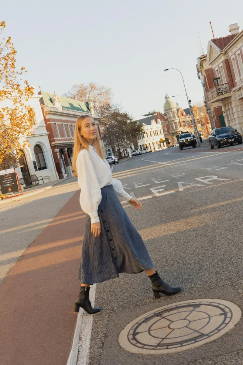 Blue and White Stripe Skirt