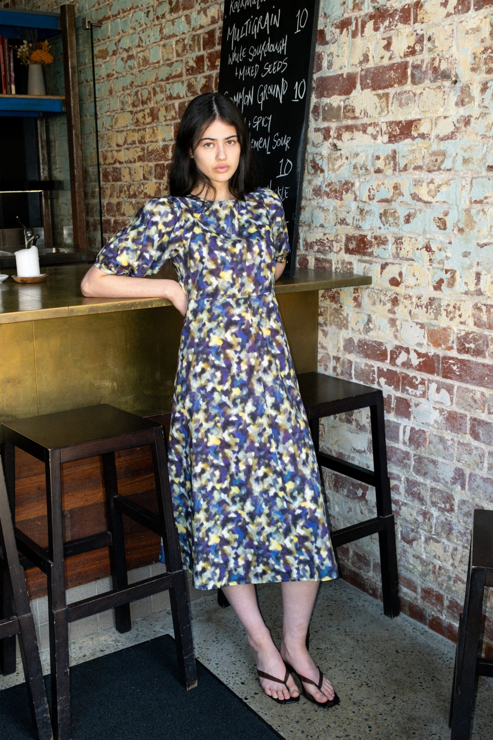Puff Sleeve A-Line Dress | Purple