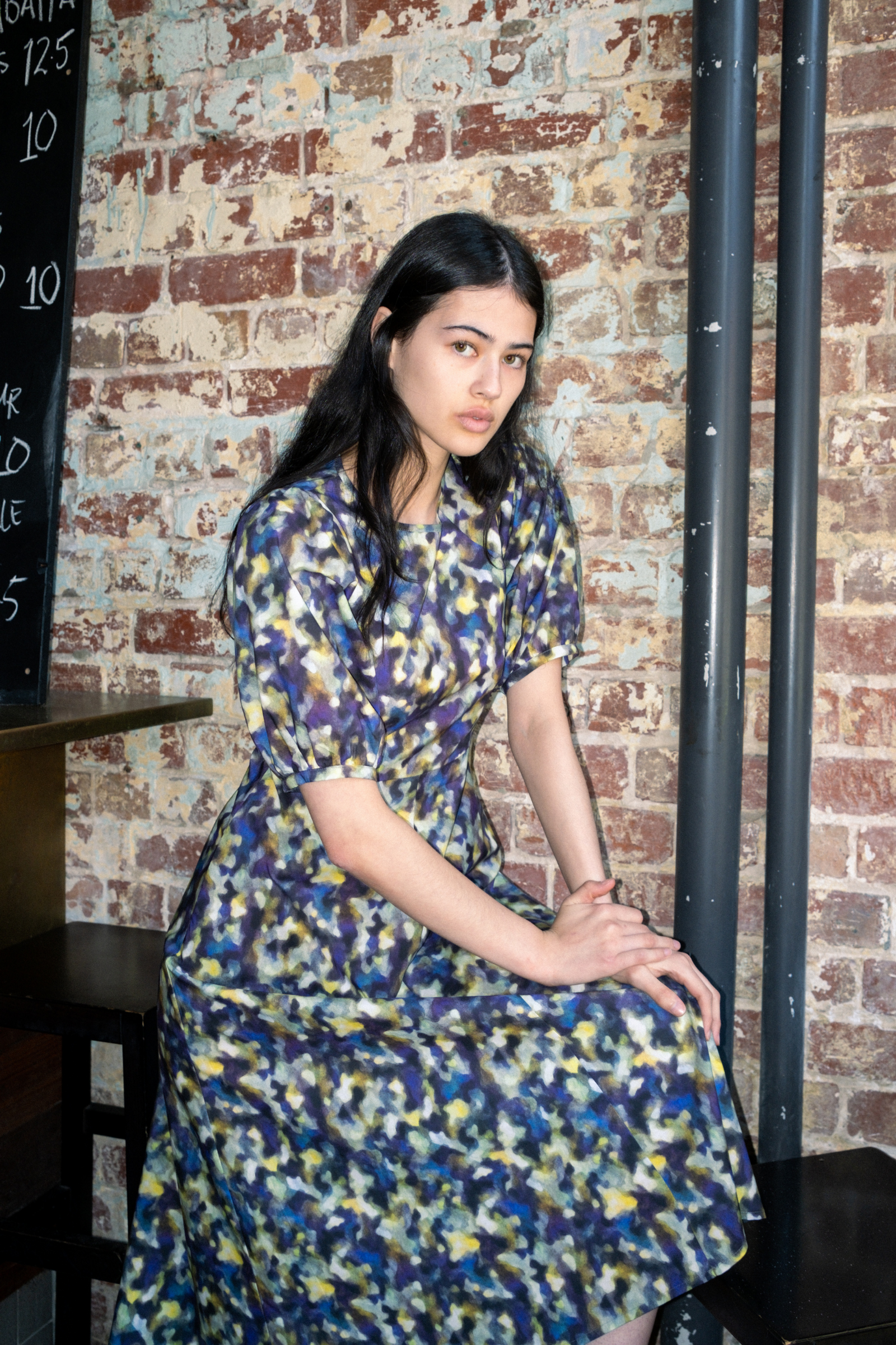 Puff Sleeve A-Line Dress | Purple