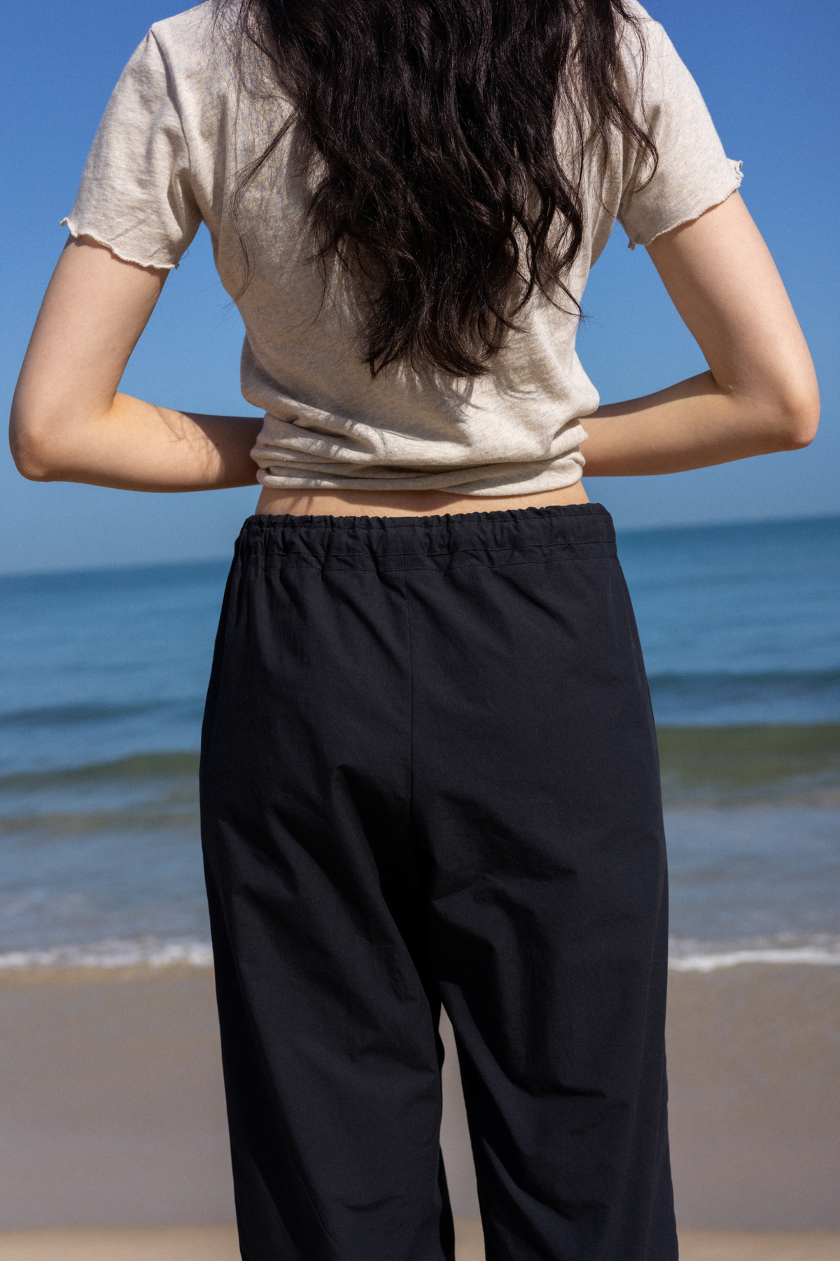 Side Tie Pant | Black Cotton