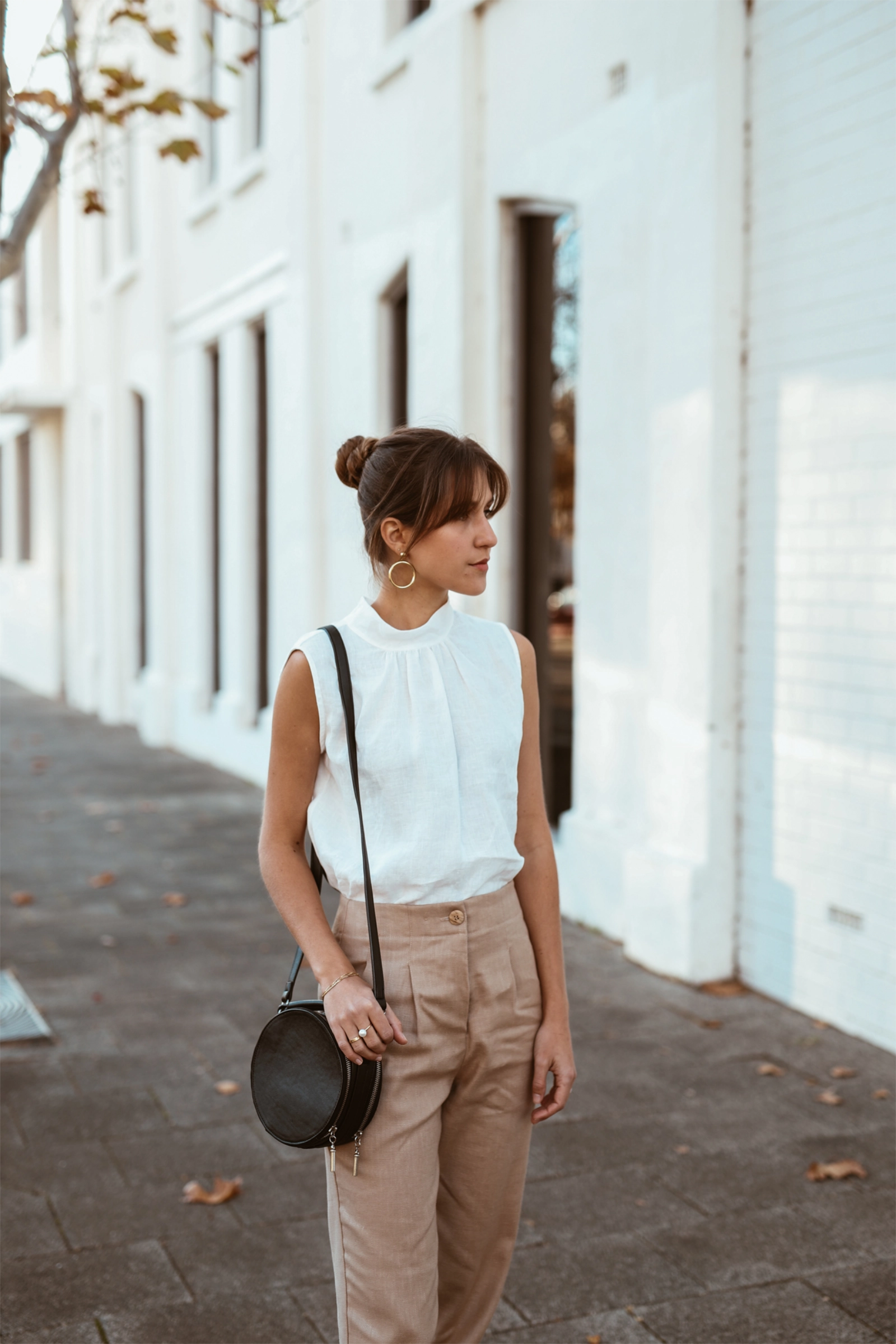 Hi Neck Top | White