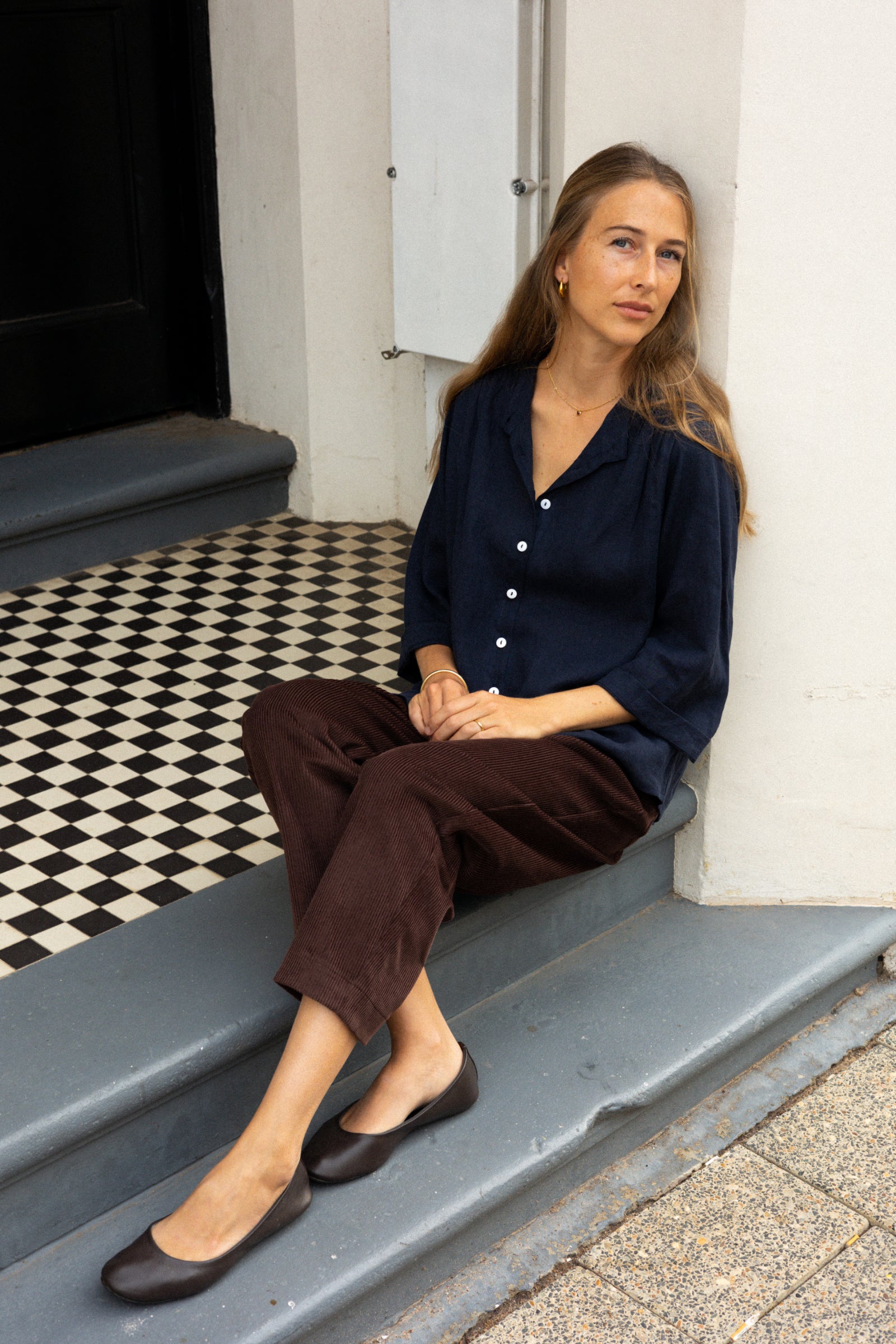 Corduroy Barrel Leg Pant | Chocolate