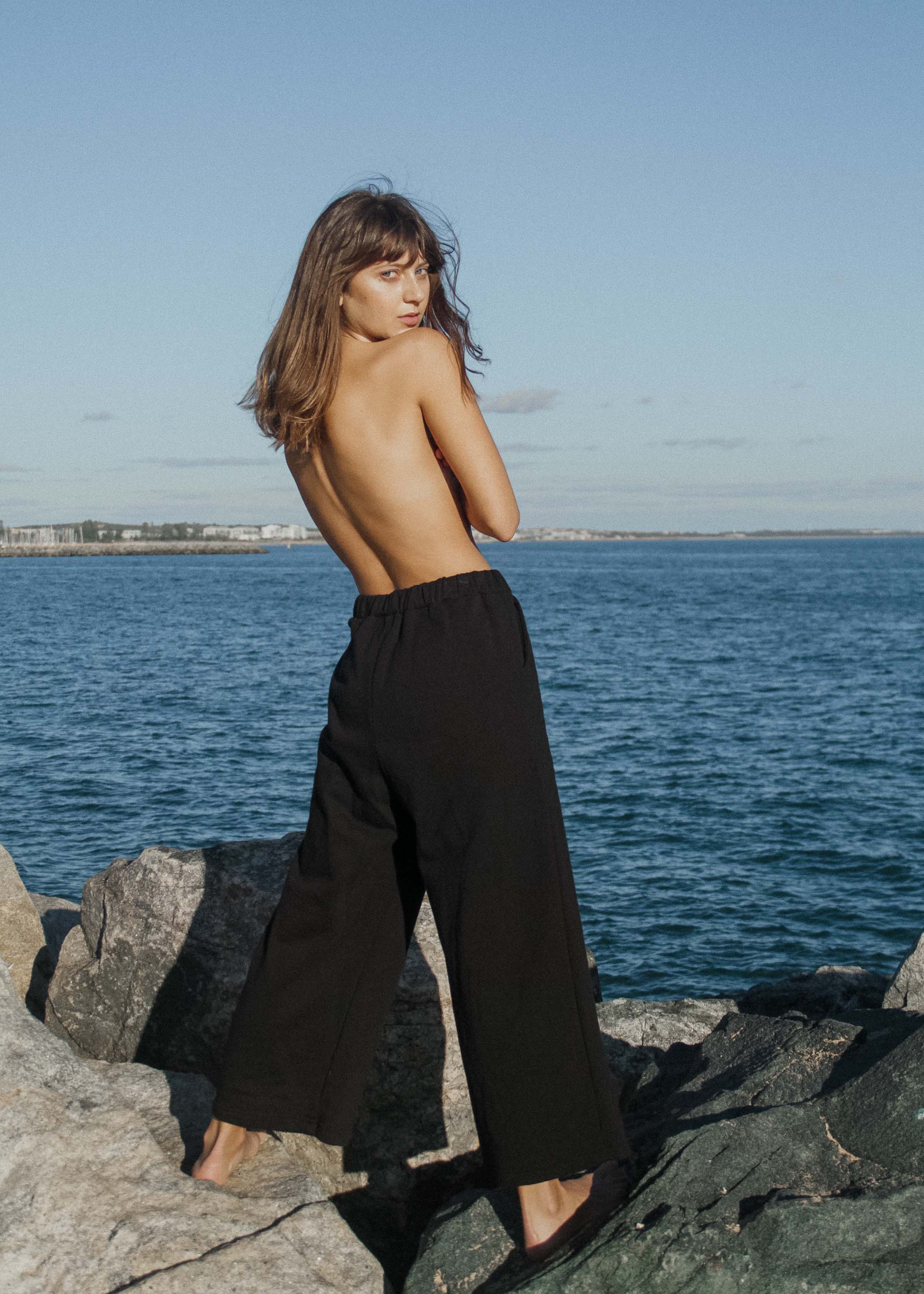 Organic Cotton Fleece Track Pant | Black